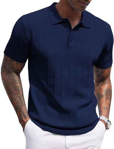COOFANDY Camisas Polo Hombre Manga Corta Verano Casual Vacaciones Botones Tejido Elástico Golf