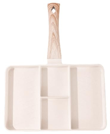 Genérico Sartén Parrilla Dividida Antiadherente – Tartera Aluminio 4 Secciones | Mango Resistente Al Calor, Ligera, Mini Sartenes Crepera Versatile Para Desayuno Asado En Cocina Inducción