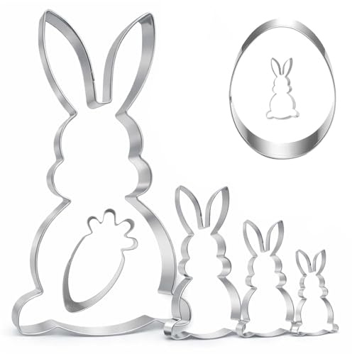Bellanova 14 Stück Ausstechformen Ostern Edelstahl | Hasen- und Ostereier-Ausstecher für Osterplätzchen