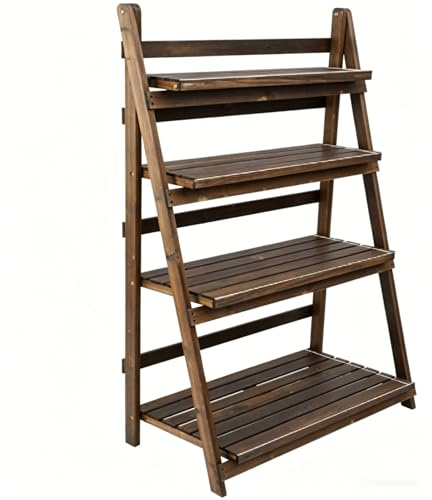 HHCTEBEC Porta Piante Scaffale per Piante Pieghevole per Interni Porta Piante in Legno Massello per Esterni per Piante Multiple Scaletta Multistrato Porta Piante per Soggiorno Patio,95 * 41 * 140CM