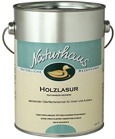 NATURHAUS NATURFARBEN Holzlasur Naturweiß Deckend, 1 Stück, Weiß, 13200/M2500