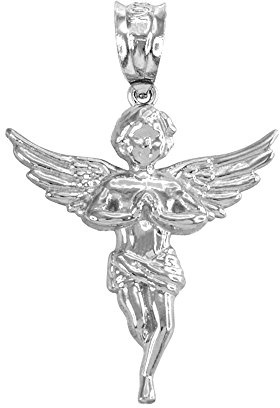 Religious Jewelry Textured 925 Sterling Silver Praying Angel Charm Pendant
