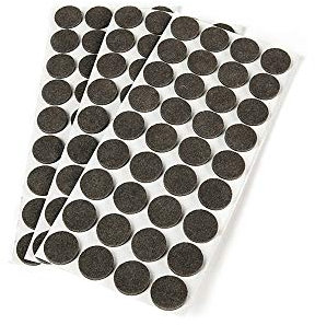 Emuca 2038016 Set di 150 Feltrini Autoadesivi Rotondi, Diametro 16 mm, Marrone
