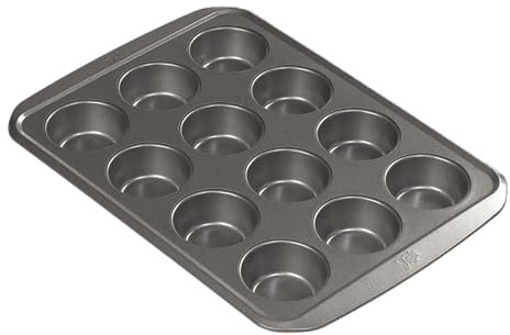 Tala Muffin Tins for Baking 12 Deep- Non Stick Yorkshire Pudding Tray, Muffin Tray, Cupcake Tin, and Baking Tray for Tarts & Mince Pies- Carbon Steel, Dishwasher & Freezer Safe- 34.4 x 26.0 x 3.0 cm