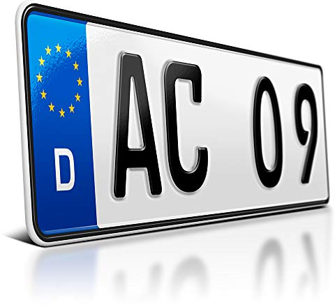 schildEVO 1 Kfz Kennzeichen | 370 x 110 mm | DIN-Zertifiziert – individuelles EU Wunschkennzeichen | PKW Nummernschild | kurzes Autokennzeichen | Auto-Schild | Fahrradträger & Anhänger | DHL-Versand