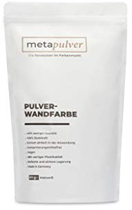 metapulver Wandfarbe weiß für Innen (610 Gramm matt, ergibt 1L für 6-10 m2) Pulver- Innenfarbe mit besonders hoher Deckkraft Dispersionsfarbe zum Anrühren mit Wasser