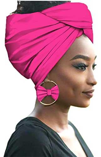 HZQIFEI Damen Turban Kopf mit Ohrring Afrikanischen Muster Knoten Schlaf Elegante Hijab Headscarf Headwrap