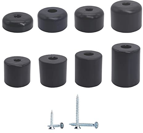 Marcopol (Pack of 4 pcs) Black Furniture Legs, Height 28 mm, Round Ø 50 mm Furniture Feet, Material Plastic, Screws Included (4, Height 28 mm)