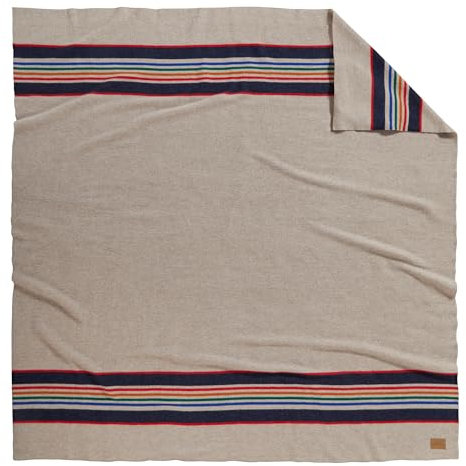 Pendleton National Park Blanket Queen 90 x 90 - 100% Wool, Soft and Durable Throw for Home & Outdoor Adventures, Iconic Park Stripes Collectible Keepsake - Yellowstone