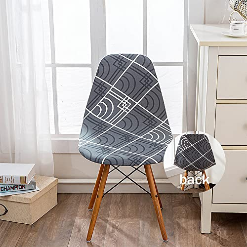 Highdi Schalenstuhl Bezug, Stuhlbezug 2/4/6 er Set Stuhlbezüge Stretch Esszimmerstühle Bezug Moderne Elastischer Stuhlhussen Abnehmbar Waschbar Küchenstühle Husse (graue Geometrie,4 Stück)