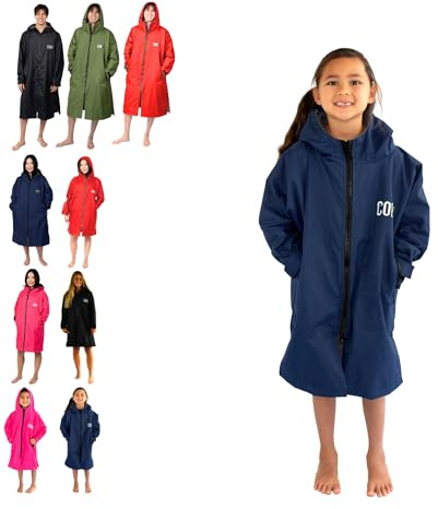 COR Surf badparkas för ungdomar och vuxna | Kraftig väderbeständig badjacka med storleksalternativ för män, kvinnor och barn, Blå (barn), XXS