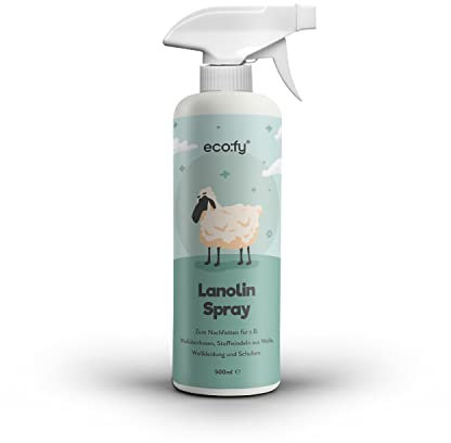 eco:fy Lanolin-Spray, flüssiges Wollfett als Spray zum Nachfetten von Wollkleidung, Wollhosen und Wollschuhen, pestizidfrei und von Bio-Schafen, schnelle Wollpflege (500 ml)