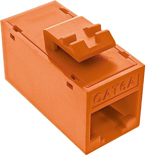 8-pack InLine® Keystone RJ45-uttag/uttag, oskärmad, Cat.6A, orange