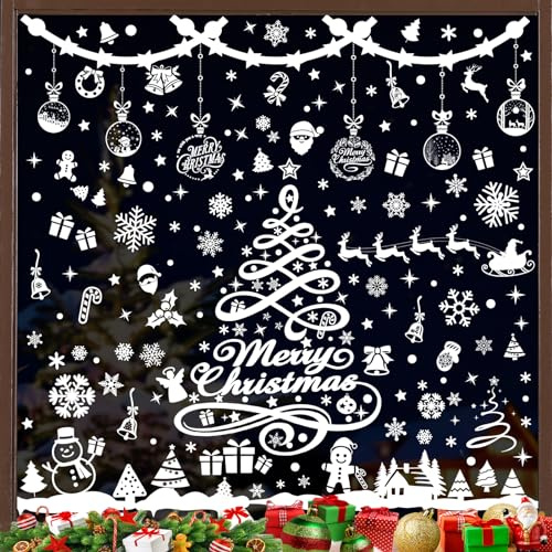 Fensterbilder Weihnachten Selbstklebend Schneeflocken Fensterdeko 351PCS - Nepfaivy Wiederverwendbare Statische Weihnachtsfensterbilder, Winter Fenstersticker Schneeflocken Fensteraufkleber Deko