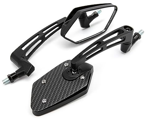 Moto Espejo Lateral Ajustable Ángulo Espejo Retrovisor 8mm 10mm para Moto Scooter Cafe Racer Bobber (A)