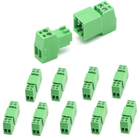 kuosbiu 10 Set 2 Pin 2.54 mm Pitch Screw Terminal Block Connector for 26-18AWG, Pluggable Quick Connector-Phoenix Type Connector