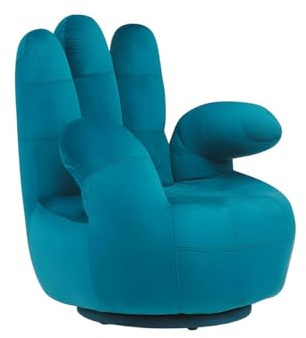 Vente-unique - Fauteuil Main pivotant Catchy en Velours - Bleu Canard