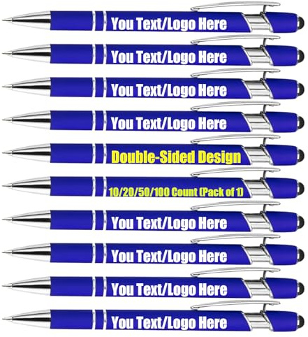 Kugelschreiber Personalisiert Hochwertig Kugelschreiber mit Gravur Tintenroller Kuli Schwarze Tinte 50 Stück Kugelschreiber Set Doppelseitiges Personalisiertes Logo/Text Schreibset mit Gravur