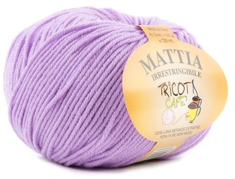 Mattia by Tricot Cafè – Garn aus reiner Merinowolle, extra fein, einlaufsicher, Alpenveilchen 11
