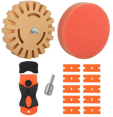 Worown 4 Inch (Ø100 mm) Eraser Wheel Decal Remover, Foil Eraser, Rubber Eraser Wheel with Adapter for Using with Cordless Screwdriver to Remove Foil, Adhesive Residue, Pinstriping Stickers