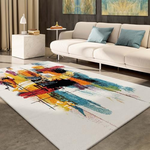 Taracarpet Moderner Designer Kurzflor Teppich bunt Multi fürs Wohnzimmer Schlafzimmer und Kinderzimmer Vision Art 080x150 cm