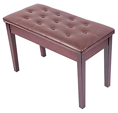 RWRAPS Duet Klavierbank aus Holz, Klavierhocker aus weichem Leder, mit wasserdichtem Kissen und starkem Massivholzrahmen, 76 x 35 x 49 cm, braun (braun)