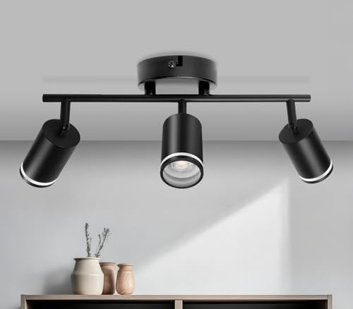 GeyouLux Deckenstrahler LED 3 Flammig LED Deckenleuchte Schwenkbar Schwarz | GU10 Deckenlampe Strahler Deckenspot, Modern Spot Lampe Wandstrahler für Wohnzimmer Schlafzimmer Küche (Ohne Leuchtmittel)