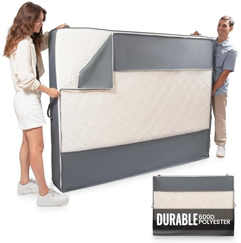 OmniPro Waterproof Mattress Bag for Moving and Storage - Durable 600D Polyester Double Mattress Cover with Handles - Reusable Double Size Protector - Compact Foldable Design for Easy Transport