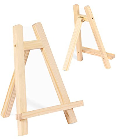Mini cavalletto da tavolo in legno treppiede per poster, foto e menu, piccolo, portatile, con cornice (5 pezzi, 28 cm)