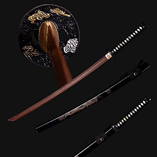 HJHUUA Katana in Legno,Lama in Palissandro Naturale,Bokken Fatto a Mano,Fodero in Legno massello con Vernice Spray,Spada Samurai in Legno da 103 cm per Cosplay,Kendo,Regali