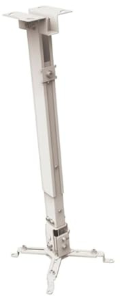 Soporte para Proyector de Techo Ajustable 15kg Hierro | Blanco, Cuatro Brazos Dobles Articulados, Placa de Techo y Canal Regulable, Inclinación Ajustable