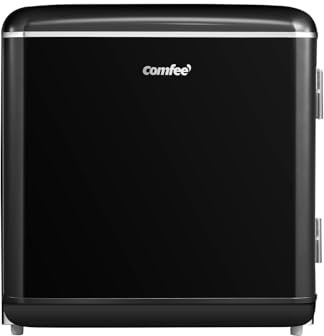 Comfee' RCD50BL2EURT(E) Mini Refrigerador de una sola puerta, Minibar 47L, Diseño Retro, con Compartimento Enfriador, Termostatos Ajustables, Bajo Ruido, Ideal para Hogar y Oficina, Negro