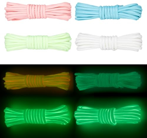 SOFPLATE Kit de Pulsera de Cuerda de Paracaídas de 66 pie/20 m 4 Colores Que Brillan En la Oscuridad 4mm Poliéster Multifunción Luminosa para Supervivencia Escalada para Senderismo Suministros para P