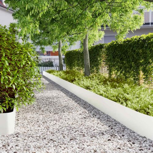 LAPOOH Rasenkanten 10 STK. Weiß 25x103 cm Kaltgewalzter Stahl, Beetumrandungen, Beeteinfassung, Grabumrandung, Zaun Garten, Beetzaun, Beetabgrenzung - 860167