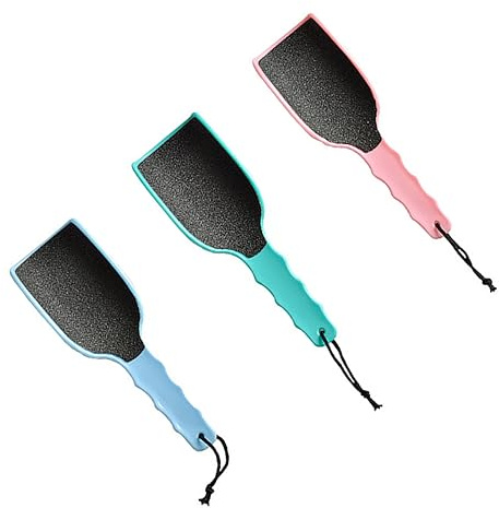 FRCOLOR 3 Stück Hornhautentferner Fußfeile Doppelseitig Ergonomisch Fußpflege für Trockene Haut mit Griff Fußmassagegerät