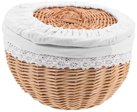 TOPBATHY Cesta para Guardar Pan y Postres Madeira De Mimbre Decorativa y Práctica