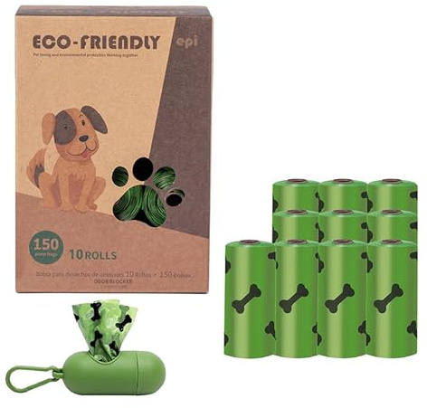 Hundekotbeutel Biologisch Abbaubar Umweltfreundlich, INKLUSIVE Kotbeutelspender, auslaufsichere Kotbeutel, Wasserdicht, Reißfest, extra groß, stark (10er Box - 150 Kotbeutel)