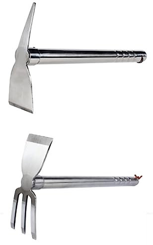 Agwuoetr 2-Teilige Kombinierte Landwirtschaftliche Werkzeuge, Multifunktional, Aus Silbernem Stahl, Inklusive Einer 39 cm Großen Mehrzweckhacke und Einer 39 cm Großen Mehrzweck-Spitzhacke.
