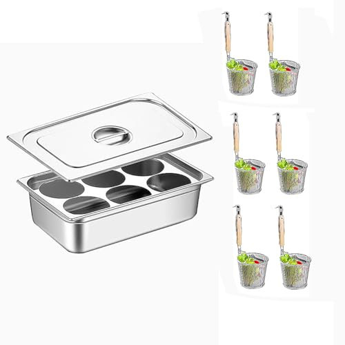 Set di pentole per pasta in acciaio inox con cestello scolapasta, pentola per brodo da cucina per casa e ristorante, pentola per cottura a vapore, utensili per la cottura della pasta (6 fori)