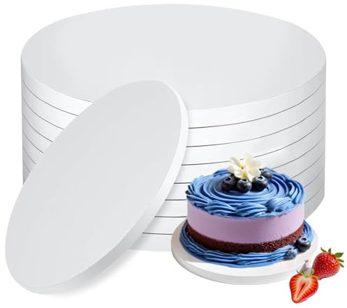 8 PCS Cake Boards 12 Inch Round, 12mm Thick White Cake Drum Board, Corrugated Cake Boards Cake Decorating Supplies for Multi-Layer Cakes, Fruit Cakes, Wedding Birthday Party