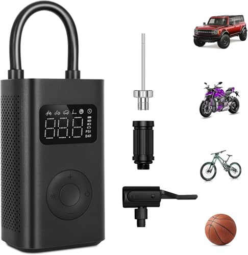 Mi Mijia Compresseur d'air électrique portable 2D pour voiture, moto, vélo avec jusqu'à 10,3 bar, 3 à 150 psi, 6 modes différents avec arrêt automatique, grande batterie de 2000 mAh, USB-C et