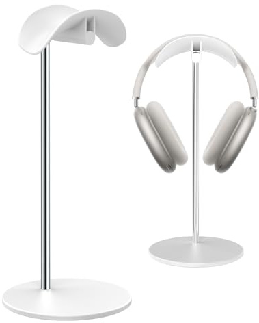 SHUOSUO Soporte para Auriculares, Soporte de Cascos de Mesa con Base de Aluminio, Compatible con AirPods MAX, Beats, Bose, B&O, Sony, Sennheiser, Gaming (Blanco)