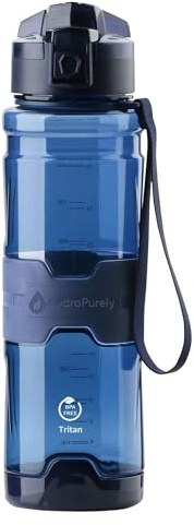 HydroPurely® Tritan Water Bottle - 1000ml Leak-Proof Sports Bottle with Flip Top Lid & Carry Strap - BPA-Free, Durable, Reusable for Gym, Fitness, Outdoor, Office