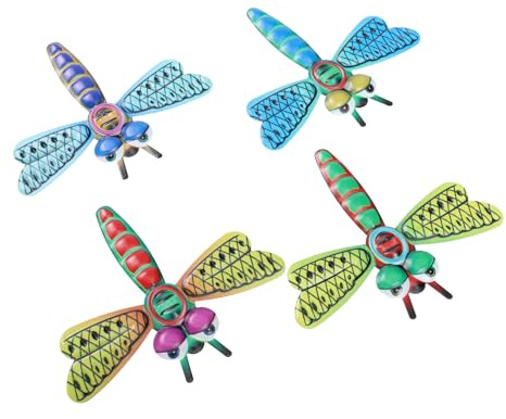 EPIGEIST 4pcs Dragonfly Shaped Iron Wall Decoration Hanging Sculpture for Indoor Outdoor Garden Bedroom Living Ambience Enhancer