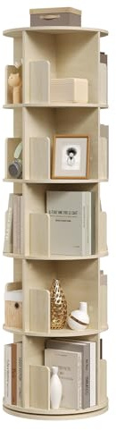 EUGAD Libreria Girevole a 5 Livelli, Scaffale Angolare Rotante con 20 Scomparti, Organizer Autoportante per Soggiorno, Camera e Ufficio, in Legno Rovere Chiaro