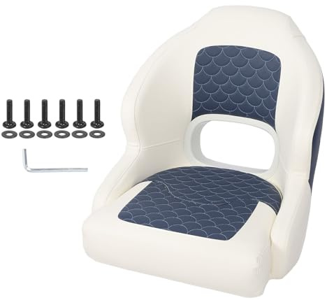 SALALIS Yachtkaptenssäte Vattentåligt Memory Foam Båtsäte med Hög Rygg för Pontonkryssningsfartyg, PVC-läder Tvåfärgad för Sportfiskare och Förare