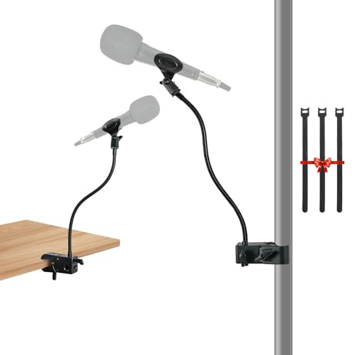 2 in 1 Quick-Release Microphone Holder, Gooseneck Microphone Stand Holder Compatible with Shure/Fifine / AT2020 / Pyle/Blue Snowball/Razer for Lectern Meetings Lectures Pulpit Streaming Gaming Studio