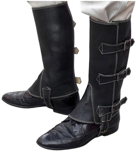 Mittelalter Stiefelstulpen Herren Reitling Beinstulpen Halloween Cosplay Kostümzubehör Pu Leder Beinschutz Mittelalterliche Retro Schnalle Beinschoner Wikinger Stiefelschoner