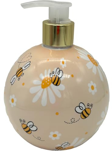New Charming Flower and Bee Round Liquid Hand Soap,Peony & Verbena Scented Hand Wash, Stylish Decorative Soap for Kitchen and Bathroom Decor-N72