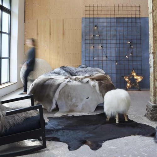 Genérico Alfombra de Piel de Vaca auténtica Negro 150x170 cm